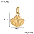 Pendentif coquillage en acier inoxydable doré de 1,4 cm avec texture striée - BP48220B0-Coquillage doré