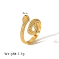 Adjustable snake-shaped open ring with 18K gold plating and detailed scale texture - NB-R2023003/Double Layer Wrap / Gold