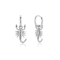 Orecchini a cerchio minimalisti in argento sterling S925 con ciondoli a scorpione - Argento 925 / Platino
