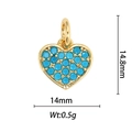 Detailed close-up of 18k gold heart pendant featuring inlaid turquoise and dimensions - Blue Heart Style (DZ-126)