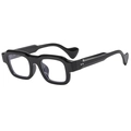Occhiali da sole quadrati con montatura spessa in nero lucido e silhouette vintage - C8 Nero Lucido Anti-luce Blu