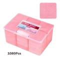 Toallitas de uñas rosas sin pelusa 1080uds, tejido no tejido gofrado para manicura - Rosa