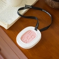Pink oval scented wax tablet with Roman engraving and a black silk ribbon hanger - White Peach Oolong - Oval