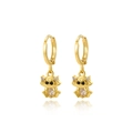 Detailed view of gold raccoon hoop earrings with sparkling cubic zirconia stones - Raccoon Style (Style 2)