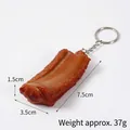 Realistic PVC spare rib keychain pendant with metal ring, size 7.5x3.5x1.5cm - Standard Keychain / Braised Pork Rib