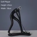 Modern zwart en zilver golfer standbeeld abstract sculptuur minimalistisch decor 23cm - Zwart Golfer Ornament(A39-18829)