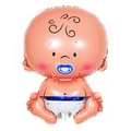 Detail van de babyshower folieballon met een schattige baby jongen en blauwe speen - Baby Jongen