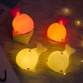 Cartoon whale night light with soft glowing orange and yellow LED colors - Whale Pink
