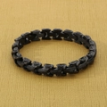 Détail du bracelet chaîne de quille punk noir avec maillons modulaires en acier - Noir
