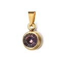 Detail of 6mm golden stainless steel pendant with round faceted purple crystal - [Pinch Bail] June Light Purple