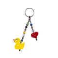 Cute yellow duck and red heart beaded keychain accessory for bags with minimalist DIY style - Yellow Duck/Red Heart