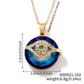 Vintage evil eye pendant necklace in gold and blue crystal with size measurements - Dark Blue/N00921-162