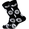 Mid-calf black socks featuring a white Boston Terrier pattern in a circular graphic - Size 39-45 / Black Circles Puppy