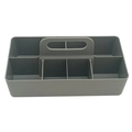 Gray plastic organizer caddy with 6 compartments and central handle for desk storage - 8-Grid Grey