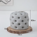 Grey geometric pillar candle with tufted texture and wooden base for home decor - Sofa Tufted Texture (Blackberry Basil) / Gray