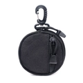 Taktische runde Schlüsseltasche aus schwarzem Nylon mit Molle-Clip für Outdoor-Ausrüstung - Schwarz