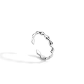 Minimalist silver geometric faceted open ring with mirror-polished wave texture - Adjustable Open / White Gold