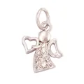 Silver angel pendant with hollow heart and zircon accents for DIY jewelry making - Angel Heart / Silver