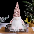 Gnomo de Navidad rosa con lentejuelas de peluche y barba blanca detalle luminoso - Sombrero de Lentejuelas Rosa Claro / Rosa
