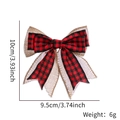 Detail showing dimensions of red buffalo plaid and burlap double-layered Christmas bow - Black and Red Buffalo Plaid Style