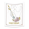 Bohemian Sagittarius tapestry with golden arrow, pink roses and zodiac constellation map - Sagittarius