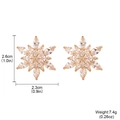 Luxurious gold snowflake stud earrings with marquise zircon stones and dimension labels - Snowflake Stud Earrings-Gold / Gold