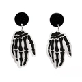Boucles d'oreilles gothiques main de squelette en acrylique pour Halloween, noir et blanc - Paume de Squelette