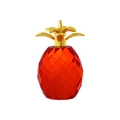 Faceted red crystal pineapple decor with golden metal leaves on a white background - Red Pineapple-Gold Metal Leaf