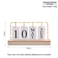 Calendario perpetuo nórdico de hierro dorado con base de madera y luces LED - Luz de Calendario-Simple A