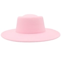 Vue détaillée du chapeau en feutre de laine rose à large bord et texture lisse - Adulte (57-60cm) / Rose