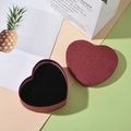 Portable heart-shaped jewelry storage box in vibrant red with elegant black lining - 11.5*10*4.2cm / Burgundy