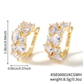 Boucles d'oreilles créoles dorées avec micro-pavage de zircons, taille 0,94x0,37 pouce - KC Or Tout Zircon Blanc