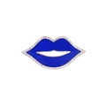 Elegant rose gold lip brooch with blue enamel and sparkling rhinestones on white background - Blue Lips