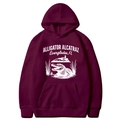 Dark red hoodie with white Alligator Alcatraz graphic and kangaroo pocket detail - Burgundy