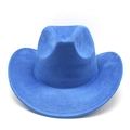 Macro shot of bright blue faux suede texture and stitching on the western cowboy hat - M (56-59cm) / Sapphire Blue