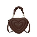 Sac à bandoulière marron en forme de cœur pour femme avec poignée froncée et zip doré - Marron