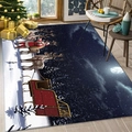 Christmas Santa Claus and reindeer sleigh mat on wooden floor in cozy holiday living room - 40*60cm / Santa Reindeer Snowy Night (RZY-圣诞系列-13)