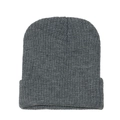 Detail of dark grey ribbed knit beanie showing textured weave and wide folded cuff - M (56-58cm) / Gray