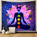 Meditation yoga wall tapestry featuring seven chakras and lotus flowers in a zen room - 73*95CM (Cross-border Brushed)