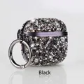 Luxury black sparkling rhinestone case for AirPods Pro 4 with metal carabiner clip - AirPods 3rd Gen / Black