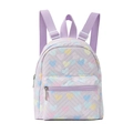 Cute lavender backpack with colorful heart patterns and V-quilted stitching design - Purple Heart