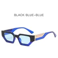 Retro hexagonal sunglasses in black and blue two-tone frame with light blue lenses - Black Blue Frame Blue Lens