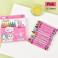 Set de 12 crayons de couleur rose dessin animé pour enfants avec pointes de 8mm - 12 Couleurs Boîte Rose
