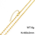 Collier à billes en acier inoxydable doré avec fermoir mousqueton, 460x3mm et poids 6g - Collier 3mm / Doré