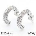 Pendientes geométricos en C plateados de acero 18K con brillantes pedrería de cristal - Color Acero (KE112663-KFC)