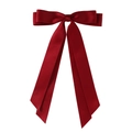 Elegant deep red satin bow hair clip with long ribbons and smooth fabric finish - 2.5cm Duckbill Clip-Z244 / Burgundy