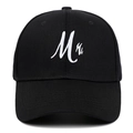 Casquette de baseball en coton noir avec broderie Mr. blanche et visière courbée - Noir MR