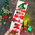 Christmas hair clip set for girls with 10 pieces including glitter Santa and bow motifs - 3# Sequined Hat 10-Piece Set