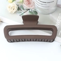 Deep brown square leopard print hair claw clip in a glossy finish for elegant styling - Rubber Brown