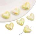 Glossy yellow acrylic heart beads with rainbow iridescent finish for DIY jewelry - 17x15mm (5 Pcs/Pack) / Yellow